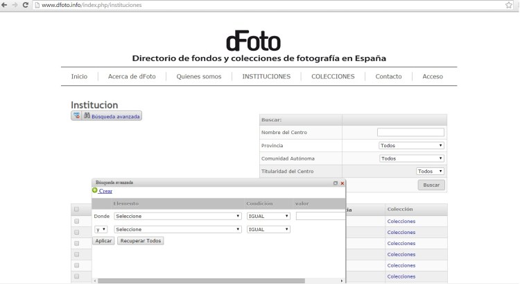 Interfaz de búsqueda. ©dFOTO