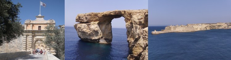 De izquierda a derecha: Mdina es la entrada a la Fortaleza Roja, Azure Window en Gozo forma parte de la ciudad libre de Pentos y la fortaleza Ricasoli es el puerto de Desembarco del Rey. @IsabelBorruel