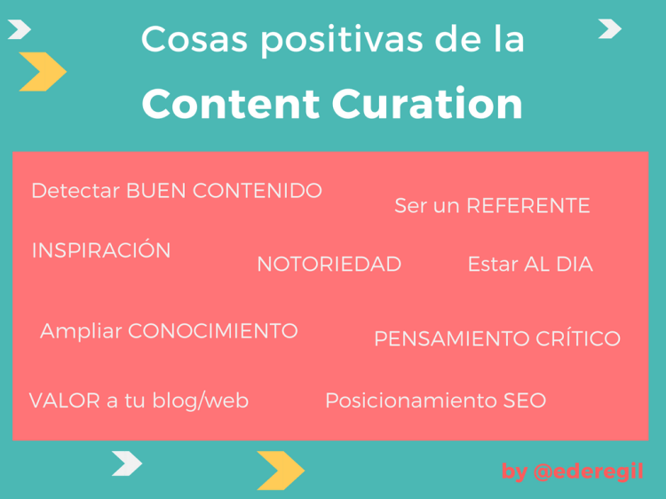 Cuadro con beneficios de la curación de contenidos